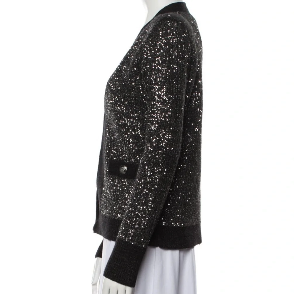 L'Agence Black Jinny Sequin Cardigan